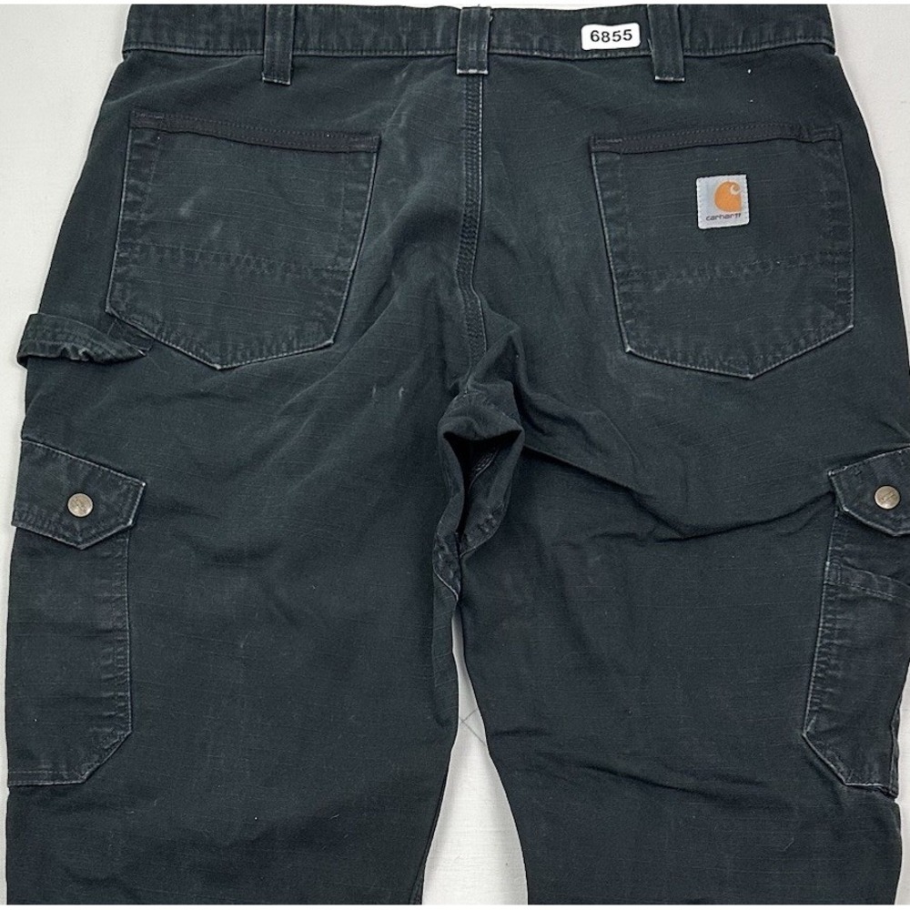 Carhartt Relaxed Cargo Pants Mens Fit 36x30 Ripstop Double Knee Black B342-BLK